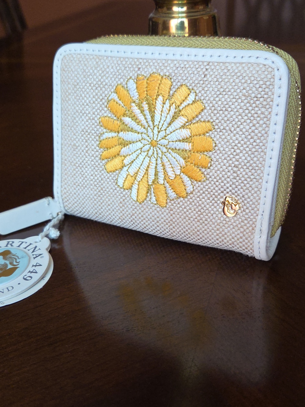 NWT Spartina 449 Leather/Canvas Wallet with Floral Embroidery ❤️ - Picture 3 of 8